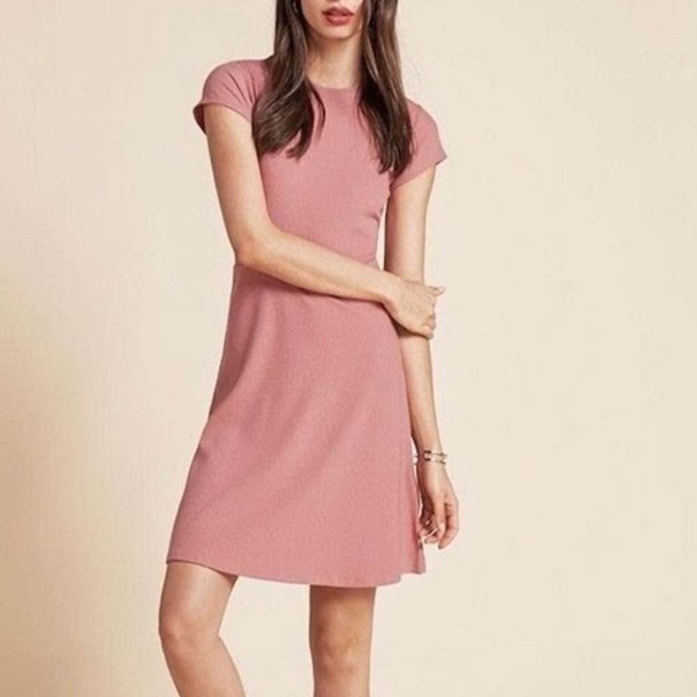 Reformation • Ally Ribbed Mini Dress in Rose